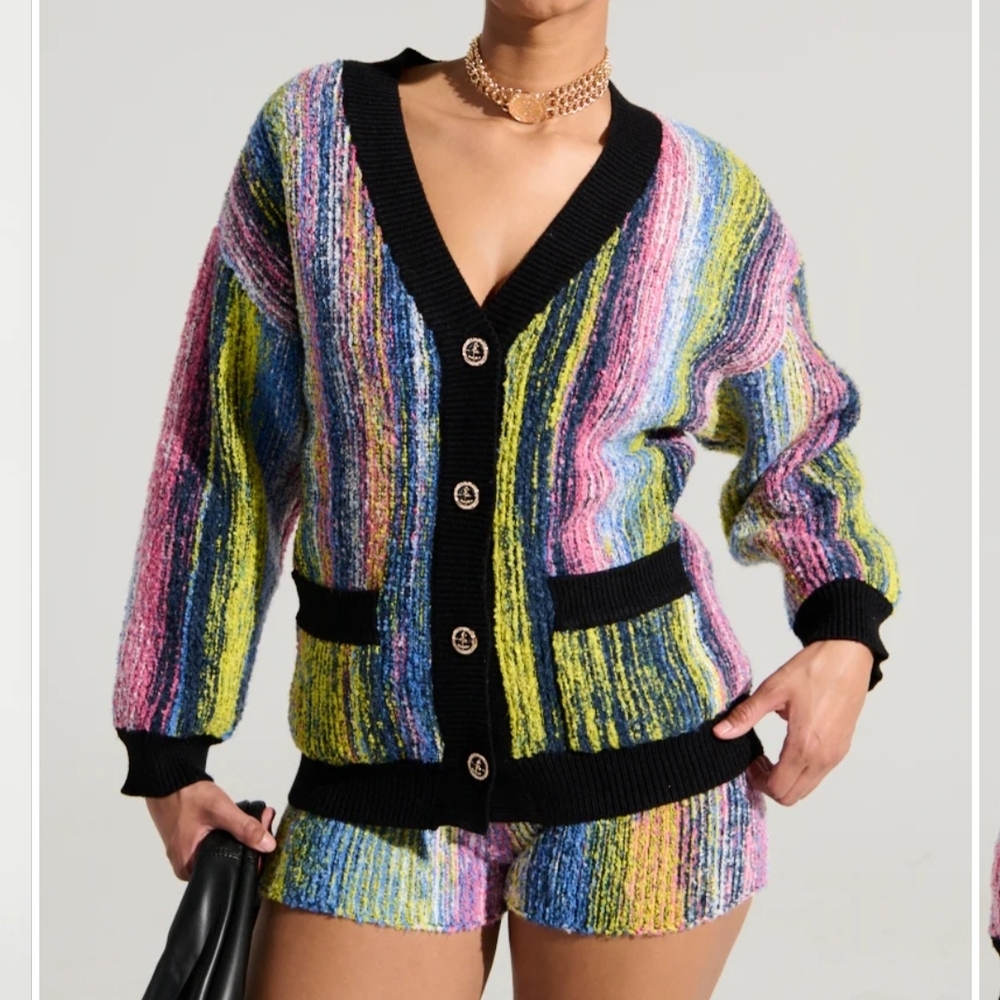 AKIRA Colorful Striped Cardigan